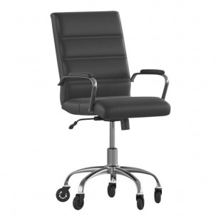 Flash Furniture Camilia Black LeatherSoft Mid-Back Swivel Office Chair with Chrome Frame, Arms, and Roller Wheels Flash Furniture Camilia Black LeatherSoft Mid-Back Swivel Office Chair with Chrome Frame, Arms, and Roller Wheels
