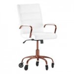 Flash Furniture Camilia Black LeatherSoft Mid-Back Swivel Office Chair with Chrome Frame, Arms, and Roller Wheels