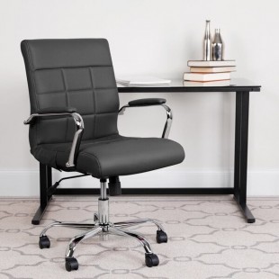 Flash Furniture GO-2240-BK-GG Mid-Back Black Quilted Vinyl Office Chair