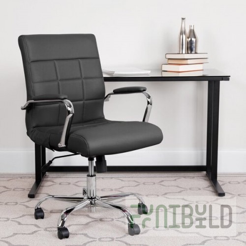 Flash Furniture GO-2240-BK-GG Mid-Back Black Quilted Vinyl Office Chair