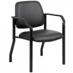 Boss Black Mid-Back Antimicrobial Vinyl Guest Chair with 400 lb. Capacity