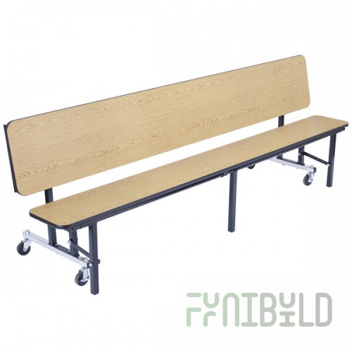 National Public Seating CBG84 7 Foot Mobile Convertible Cafeteria Bench Unit with Particleboard Core and Ganging Devices