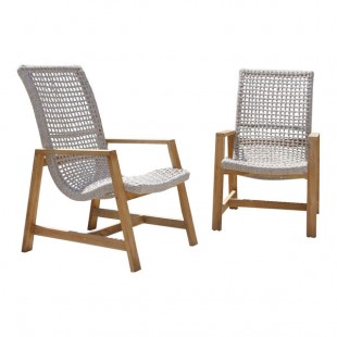 Outdoor Interiors Teak and Nautical Rope Basket Lounger