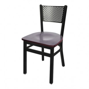 BFM Seating Polk Sand Black Metal Side Chair with Mahogany Seat BFM Seating Polk Sand Black Metal Side Chair with Mahogany Seat