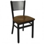 BFM Seating Polk Sand Black Metal Side Chair with Mahogany Seat