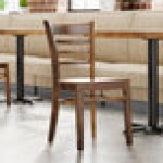 Lancaster Table & Seating Vintage Finish Wood Ladder Back Chair with Vintage Wood Seat - Assembled