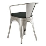 Lancaster Table & Seating Alloy Silver Indoor Arm Chair with Black Fabric Magnetic Cushion Lancaster Table & Seating Alloy Silver Indoor Arm Chair with Black Fabric Magnetic Cushion