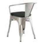 Lancaster Table & Seating Alloy Silver Indoor Arm Chair with Black Fabric Magnetic Cushion Lancaster Table & Seating Alloy Silver Indoor Arm Chair with Black Fabric Magnetic Cushion