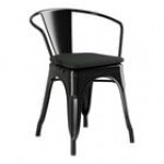 Lancaster Table & Seating Alloy Silver Indoor Arm Chair with Black Fabric Magnetic Cushion Lancaster Table & Seating Alloy Silver Indoor Arm Chair with Black Fabric Magnetic Cushion