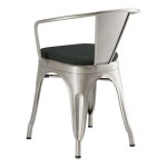 Lancaster Table & Seating Alloy Silver Indoor Arm Chair with Black Fabric Magnetic Cushion Lancaster Table & Seating Alloy Silver Indoor Arm Chair with Black Fabric Magnetic Cushion