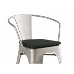 Lancaster Table & Seating Alloy Silver Indoor Arm Chair with Black Fabric Magnetic Cushion Lancaster Table & Seating Alloy Silver Indoor Arm Chair with Black Fabric Magnetic Cushion