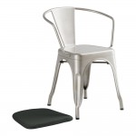 Lancaster Table & Seating Alloy Silver Indoor Arm Chair with Black Fabric Magnetic Cushion Lancaster Table & Seating Alloy Silver Indoor Arm Chair with Black Fabric Magnetic Cushion