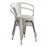 Lancaster Table & Seating Alloy Silver Indoor Arm Chair with Black Fabric Magnetic Cushion Lancaster Table & Seating Alloy Silver Indoor Arm Chair with Black Fabric Magnetic Cushion