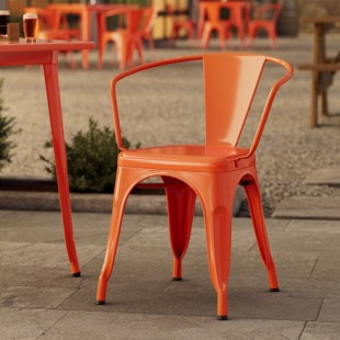 Lancaster Table & Seating Alloy Amber Orange Outdoor Arm Chair Lancaster Table & Seating Alloy Amber Orange Outdoor Arm Chair