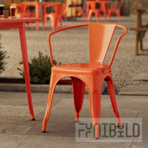 Lancaster Table & Seating Alloy Amber Orange Outdoor Arm Chair