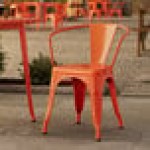 Lancaster Table & Seating Alloy Amber Orange Outdoor Arm Chair