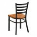 Lancaster Table & Seating Black Finish Ladder Back Chair with Vintage Wood Seat - Detached Seat