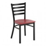 Lancaster Table & Seating Black Finish Ladder Back Chair with Vintage Wood Seat - Detached Seat