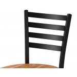 Lancaster Table & Seating Black Finish Ladder Back Chair with Vintage Wood Seat - Detached Seat