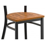 Lancaster Table & Seating Black Finish Ladder Back Chair with Vintage Wood Seat - Detached Seat