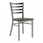 Lancaster Table & Seating Black Finish Ladder Back Chair with Vintage Wood Seat - Detached Seat