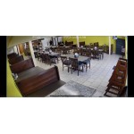 Lancaster Table & Seating Black Finish Ladder Back Chair with Vintage Wood Seat - Detached Seat