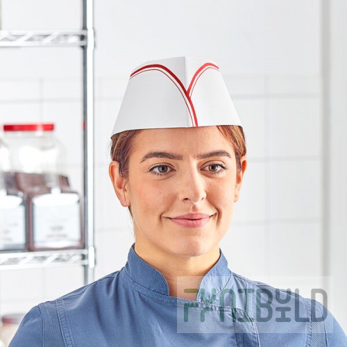 Choice Adjustable Red Stripe Disposable Overseas Cap - 100/Pack