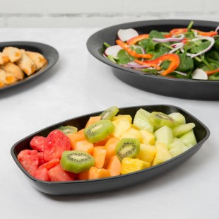 Fineline 3525-BK Platter Pleasers 1 Qt. Black Plastic Luau Bowl - 50/Case