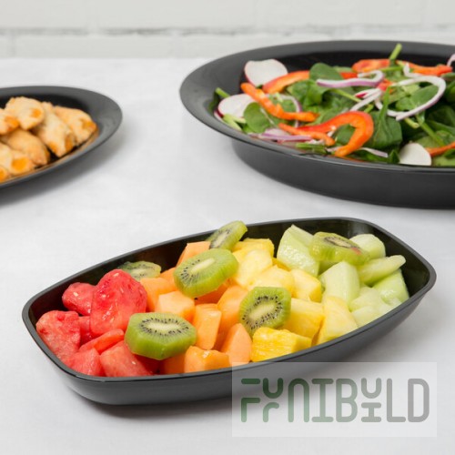Fineline 3525-BK Platter Pleasers 1 Qt. Black Plastic Luau Bowl - 50/Case