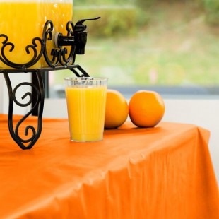 Creative Converting 013021 100' Sunkissed Orange Disposable Plastic Table Cover