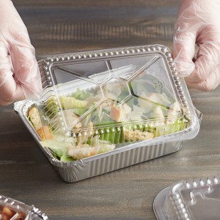 Choice Oblong Clear Plastic Dome Lid for 1.5 lb. Deep Foil Take-Out Container - 500/Case Choice Oblong Clear Plastic Dome Lid for 1.5 lb. Deep Foil Take-Out Container - 500/Case