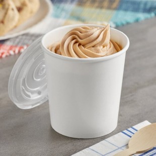 Choice 16 oz. White Double Poly-Coated Paper Food Cup with Vented Plastic Lid - 250/Case