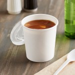 Choice 16 oz. White Double Poly-Coated Paper Food Cup with Vented Plastic Lid - 250/Case