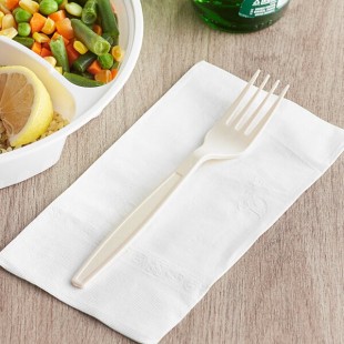 Choice Beige Heavy Weight Polystyrene Plastic Fork - 100/Pack Choice Beige Heavy Weight Polystyrene Plastic Fork - 100/Pack