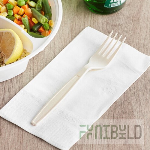 Choice Beige Heavy Weight Polystyrene Plastic Fork - 100/Pack