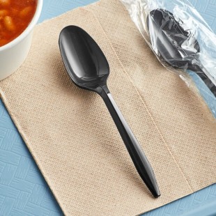 Choice Individually Wrapped Medium Weight Black Polypropylene Plastic Teaspoon - 1,000/Case