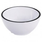 GET Settlement Bistro 14 oz. White Enamelware Melamine Round Bowl with Black Trim - Sample GET Settlement Bistro 14 oz. White Enamelware Melamine Round Bowl with Black Trim - Sample