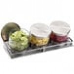 Cal-Mil 1850-5-55 Mixology Stainless Steel Three 32 oz. Jar Horizontal Display with Metal Lids - 16 1/2