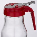 TableCraft 406RE 6 oz. Glass Teardrop Syrup Dispenser with Red ABS Top - 12/Pack TableCraft 406RE 6 oz. Glass Teardrop Syrup Dispenser with Red ABS Top - 12/Pack