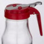 TableCraft 406RE 6 oz. Glass Teardrop Syrup Dispenser with Red ABS Top - 12/Pack TableCraft 406RE 6 oz. Glass Teardrop Syrup Dispenser with Red ABS Top - 12/Pack