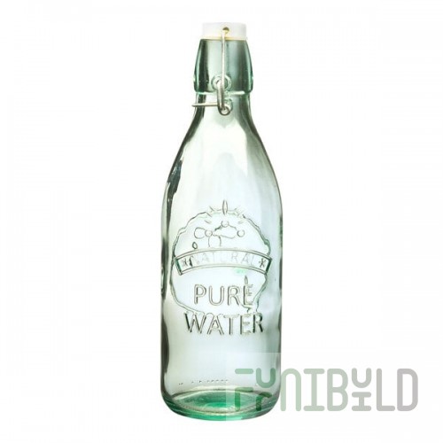 10 Strawberry Street Specialty 34 oz. Green Tinted Glass Bottle with Swing Top Lid - 6/Case