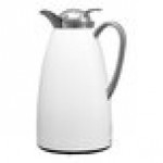 Service Ideas Classy 33.8 oz. White Powder-Coated Stainless Steel Insulated Coffee Carafe / Server with Push-Button Lid CJZS1WHT