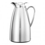 Service Ideas Classy 33.8 oz. White Powder-Coated Stainless Steel Insulated Coffee Carafe / Server with Push-Button Lid CJZS1WHT