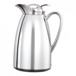 Service Ideas Classy 33.8 oz. White Powder-Coated Stainless Steel Insulated Coffee Carafe / Server with Push-Button Lid CJZS1WHT