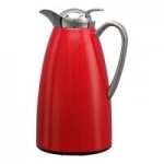 Service Ideas Classy 33.8 oz. White Powder-Coated Stainless Steel Insulated Coffee Carafe / Server with Push-Button Lid CJZS1WHT