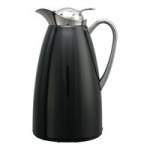 Service Ideas Classy 33.8 oz. White Powder-Coated Stainless Steel Insulated Coffee Carafe / Server with Push-Button Lid CJZS1WHT