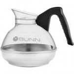 Bunn 06100.0124 64 oz. Easy Pour Coffee Decanter with Black Handle and Stainless Steel Bottom - 24/Case
