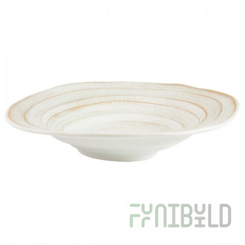 Elite Global Solutions M16BST-OWD Della Terra Melamine Stoneware 3.5 Qt. Off White Irregular Round Serving Bowl