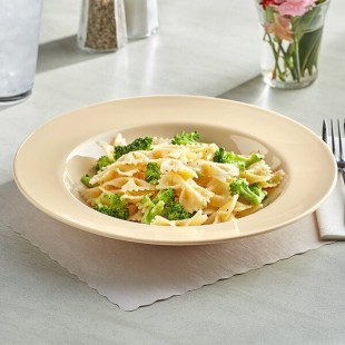 Acopa Foundations 16 oz. Tan Wide Rim Melamine Pasta Bowl - 12/Pack