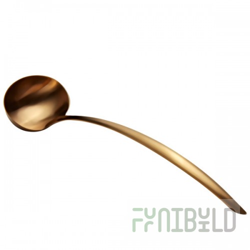Bon Chef 9456GM 6 oz. Gold Matte Stainless Steel Serving Ladle with Hollow Cool Handle